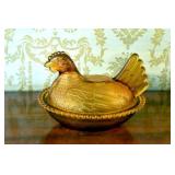 INDIANA GLASS HEN ON NEST