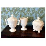SHELL PINK CANDY DISH AND CREAM AND SUGAR BY