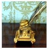 VICTORIAN INKWELL WITH GLASS INSERT