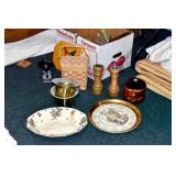 BASKET, GLASSWARE, PLATE, SALT & PEPPERS, ETC