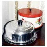 TWO CAKE PLATES WITH COVERS