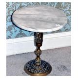MARBLE TOP, BRASS BASE PLANT STAND