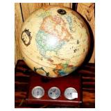 ILLUMINATED GLOBE WITH BAROMETER