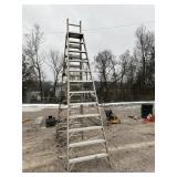 WERNER DOUBLE SIDED LADDER WITH MIDDLE EXTENSION
