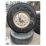 2pc SUPER SINGLE SEMI WHEELS AND TIRES