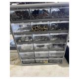 PARTS BIN WITH ASSORTED NUTS AND BOLTS