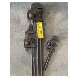 3pc VINTAGE PIPE WRENCHES