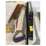 2 HAND SAWS, SOCKET HOLDERS, SMALL BAT
