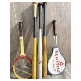 3 BALL BATS AND 2 RACKETS