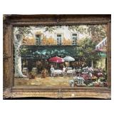 SIDEWALK CAFï¿½ BY JONAS - OIL ON CANVAS - FRAMED