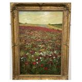 POPPY FIELD BY TERENCE - OIL ON CANVAS - FRAMED