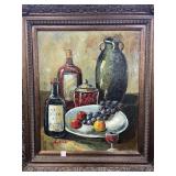 STILL LIFE - FRUIT AND WINE BY ASTRID - OIL ON