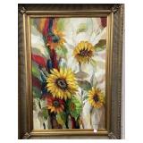SUNFLOWERS - OIL ON CANVAS - ARTIST SIGNED -