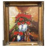 ABSTRACT FLORAL STILL LIFE - OIL ON CANVAS -
