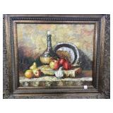 STILL LIFE - FRUIT AND WINE - OIL ON CANVAS - NO