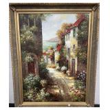 FLORAL PATH TO THE SEA - OIL ON CANVAS - NO ARTIST