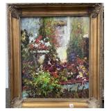 FLOWER GARDEN - OIL ON CANVAS - ARTIST SIGNED -