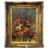 STILL LIFE - FLOWERS - OIL ON CANVAS - NO ARTIST