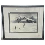 BARN IN SNOW BY LARRY BURTON - PRINT - #638/700