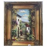 OLD WORLD VIEW FROM THE GARDEN - OIL ON CANVAS -