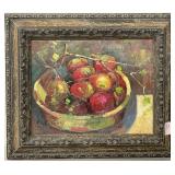APPLES IN A BOWL - OIL ON CANVAS - NO ARTIST
