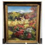FLORAL LANDSCAPE BY K. YUNIA - OIL ON CANVAS -