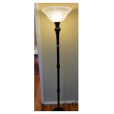 METAL FLOOR LAMP W/GLASS SHADE