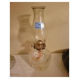 OCTAGINAL GLASS OIL LAMP W/CHIMNEY