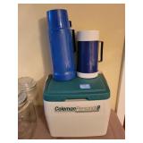 COLEMAN PERSONAL COOLER AND 2 THERMOS