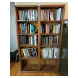 OAK BOOKCASE W/BOOKS: TEXT BOOKS, NOVELS, ETC.