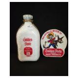 GOLDEN STATE HALF GALLON GLASS MILK BOTTLE AND