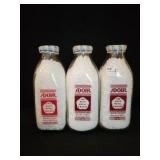 3 ADOHR QUART GLASS MILK BOTTLES