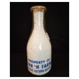 BAR H FARM QUART GLASS MILK BOTTLE