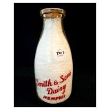SMITH & SONS DAIRY QUART GLASS MILK BOTTLE -