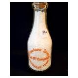 BROAD ACRE FARMS QUART GLASS MILK BOTTLE -