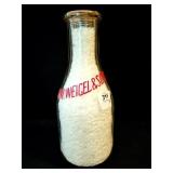 W.W. WEIGELS & SONS QUART GLASS MILK BOTTLE -