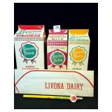 LIVONA DAIRY MILK CARTONS, PENCIL AND PAPER HAT -