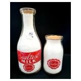 2 SEALTEST GLASS MILK BOTTLES: QUART AND PINT