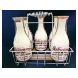 METAL MILK MAN CARRY TOTE W/5 QUART GLASS MILK