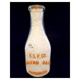 H. S. P. CO. NAALEHU DAIRY QUART GLASS MILK BOTTLE