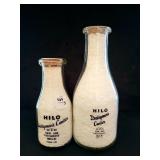 2 HILO DAIRYMENS CENTER GLASS MILK BOTTLES -
