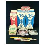 NORRIS CREAMERY CARTONS, ASHTRAYS, PENCILS, ETC. -