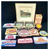 ASSORTED DAIRY COLLECTIBLES: ASHTRAYS, PATCHES,