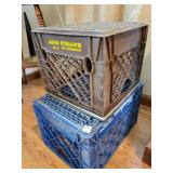 2 PLASTIC MILK CRATES: MAYFIELD AND KNUDSEN