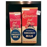 2 CARNATION MILK CARTONS - QUART AND HALF GALLON