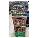 4 PLASTIC MILK CRATES: MAYFIELD, REGIS, BORDEN