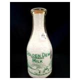 GOLDEN DEW QUART GLASS MILK BOTTLE