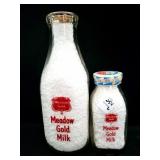 MEADOW GOLD QUART AND PINT GLASS MILK BOTTLES