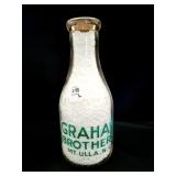 GRAHAM BROTHERS QUART GLASS MILK BOTTLE
