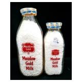 MEADOW GOLD QUART AND PINT GLASS MILK BOTTLES